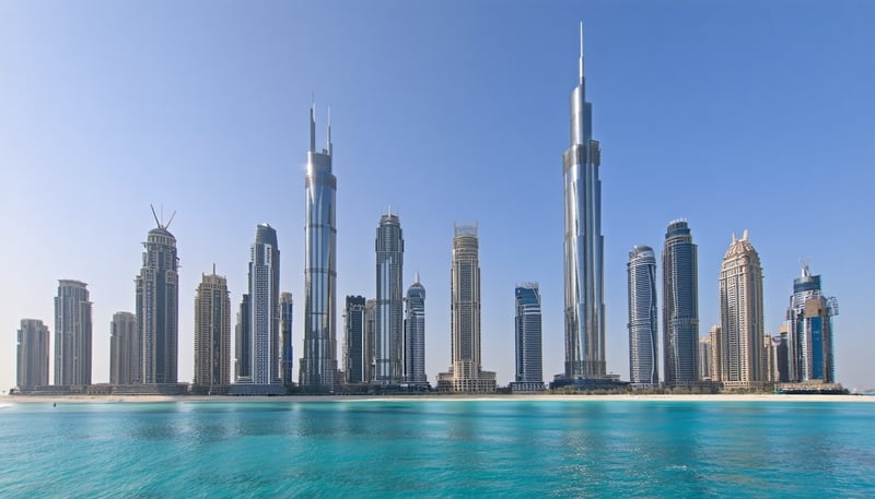 Dubai cityscape with iconic landmarks and travel experiences